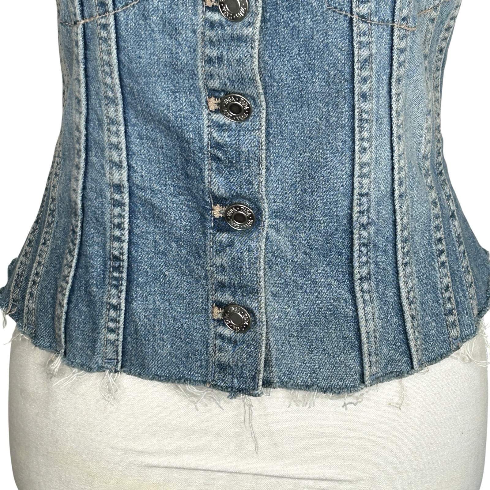 Zara Denim Strapless Corset Top Medium Western Festival Cowgirl Stretchy Rodeo