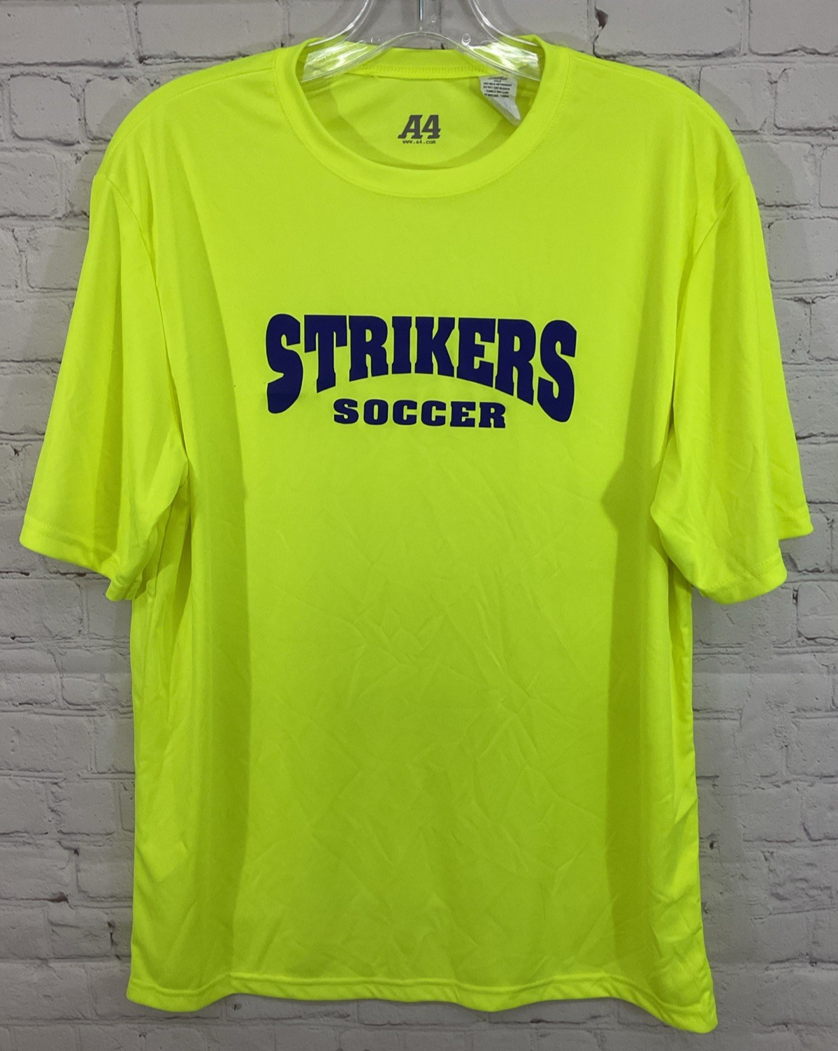 A4 N3142 Adult’s 100% Polyester STRIKERS Soccer Shirt Bright Yellow Small