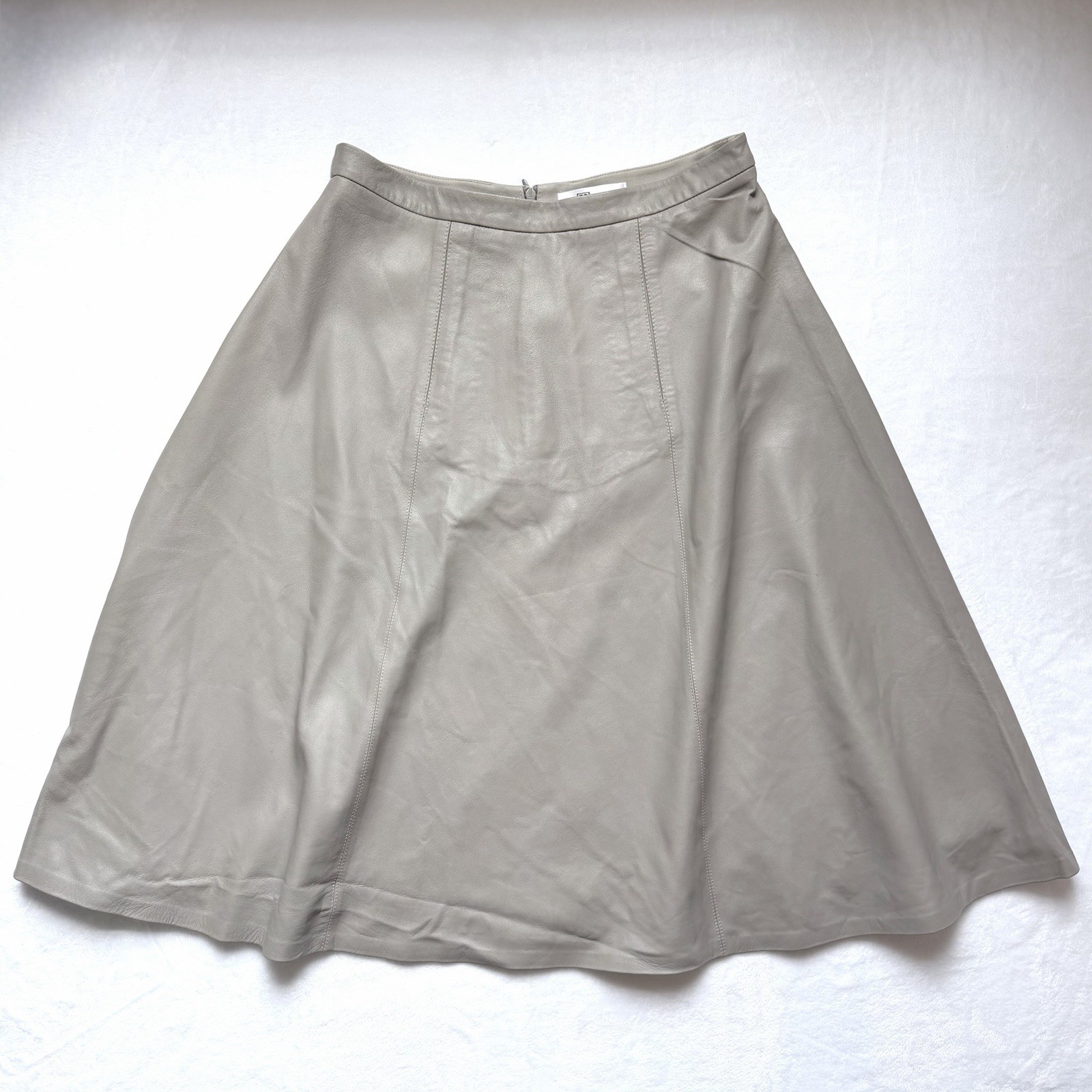 My Tribe A-line Skirt Large Taupe Greige Leather Front Panel Fit & Flare NWT