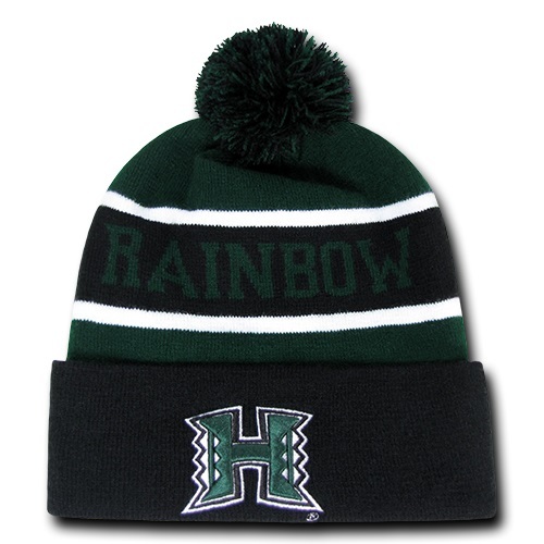 University of Hawaii Rainbow Warriors NCAA Winter Pom Cuff Knit Beanie Cap Hat