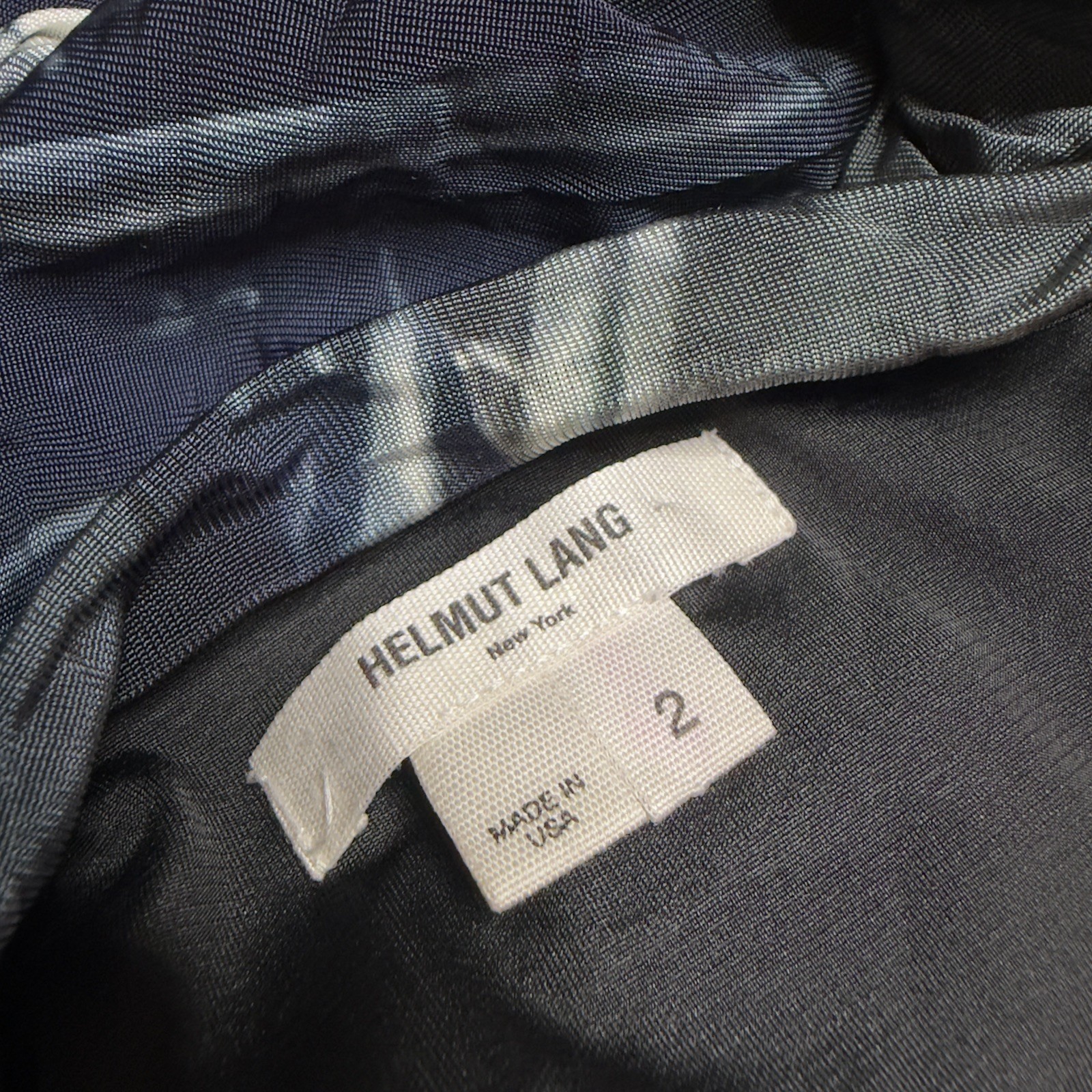 Helmut Lang Blue Gray Sleeveless Draped Open Back Bodycon Mini Dress size 2