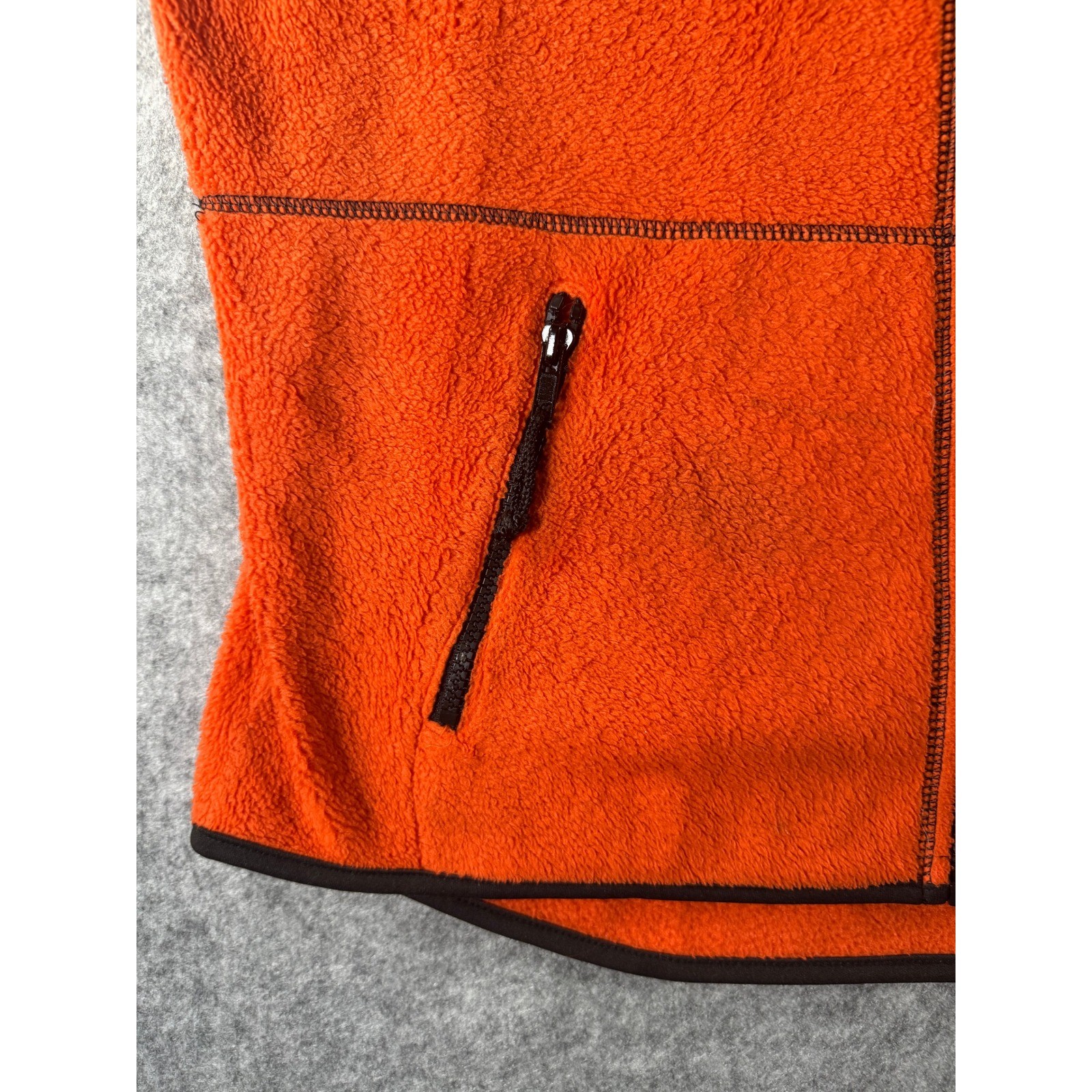 Mountain Lake Orange Fleece Vest Womens Medium Full Zip Sleeveless Jacket Soft