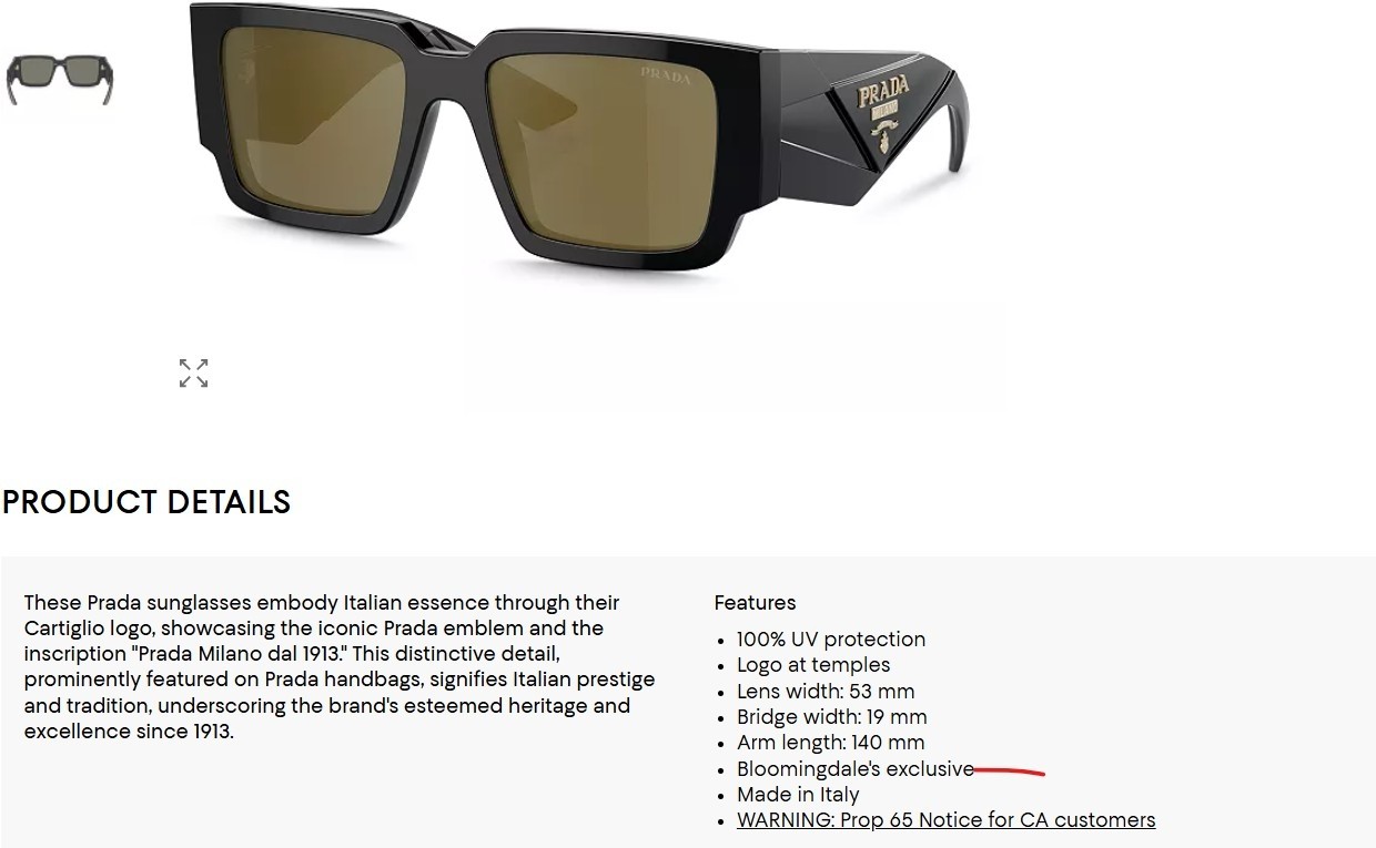 Prada Sunglasses Shiny White Silver Logo SPR 16Z 461-5S0 Bloomingdales Exclusive