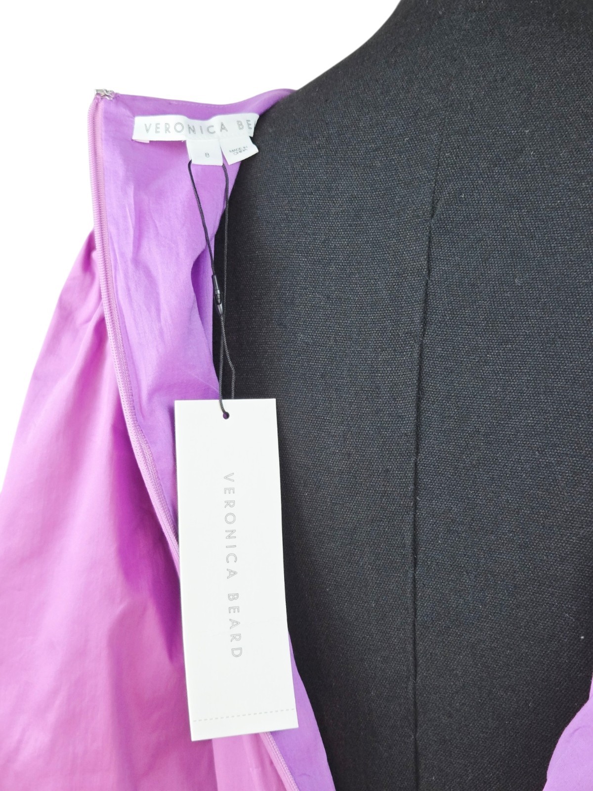 NWT $498 Veronica Beard Iker Dress Vivid Orchid Puff Sleeve Cutout Dress 8