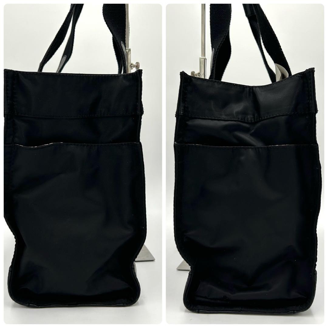 Rare Type Tory Burch Tote Bag Ella Leather Nylon Black