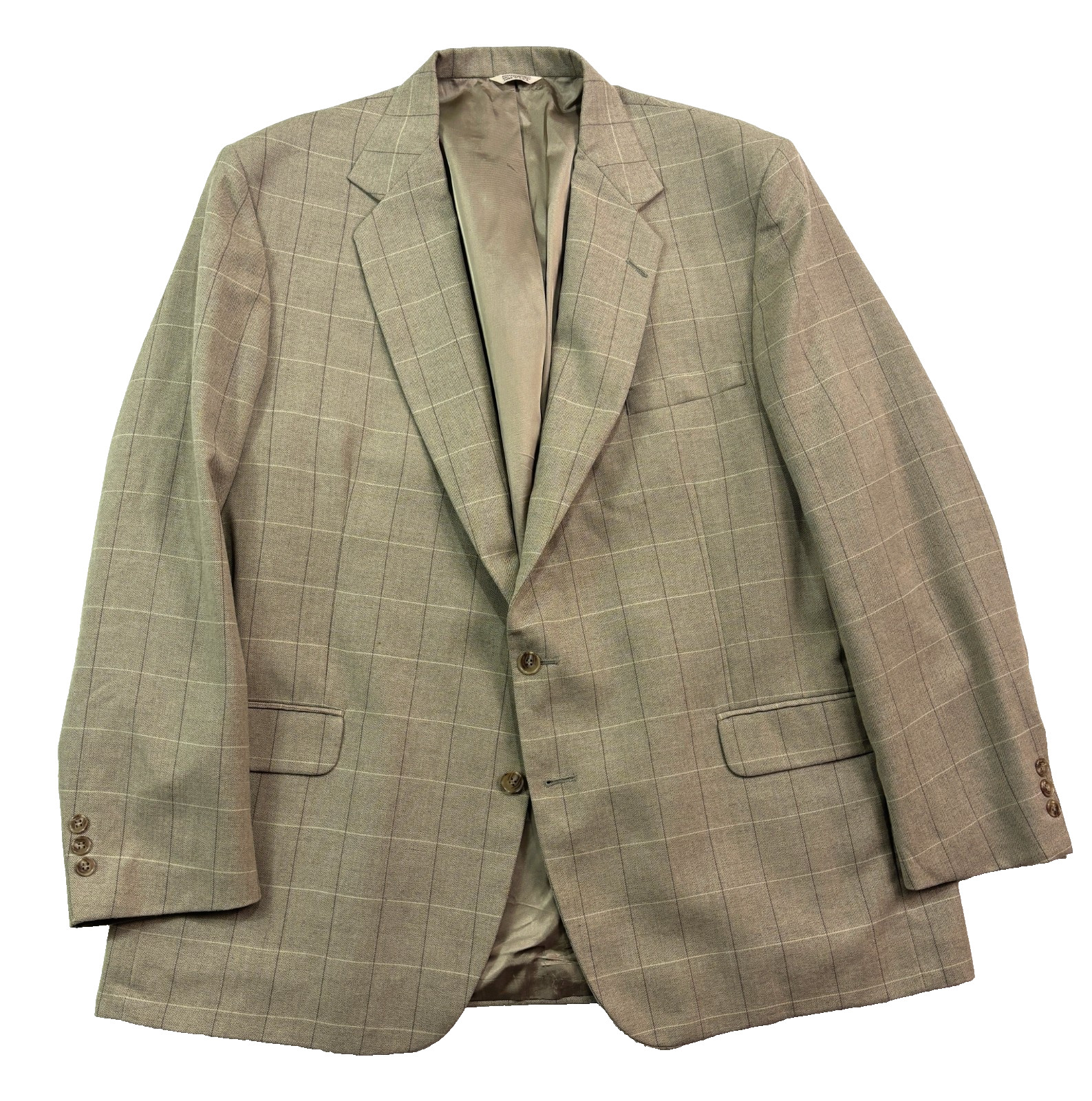 Alexander Lloyd 50L Beige Herringbone Windowpane Blazer Jacket Sport Coat USA