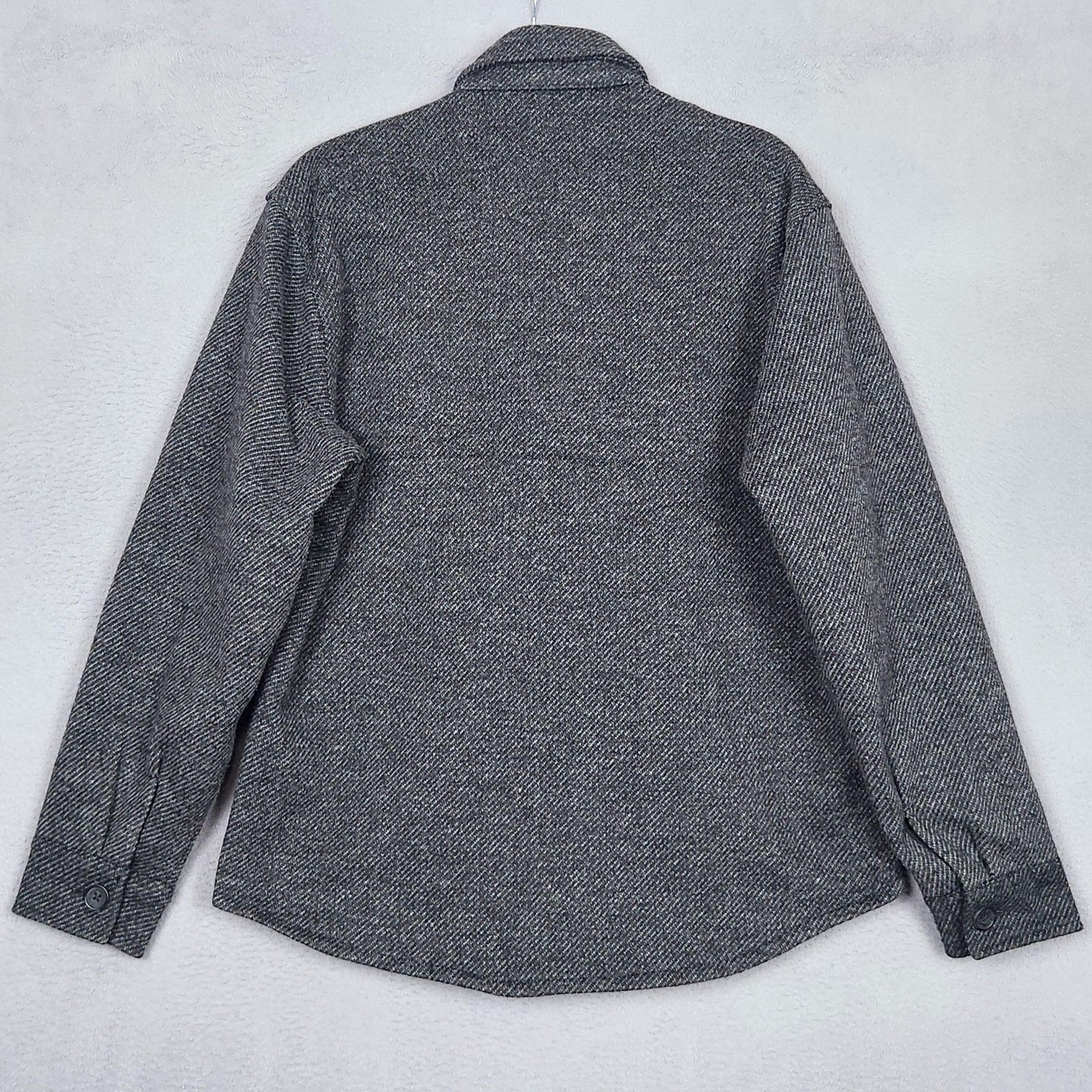Banana Republic Shirt Jacket Mens Small Gray Herringbone Button Front Lined