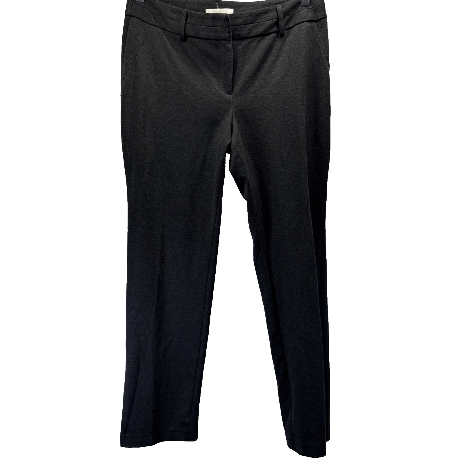Chicos Women’s Pants Size 1.5 10 Ponte Knit Zipper Dark Gray Belt Loops Straight