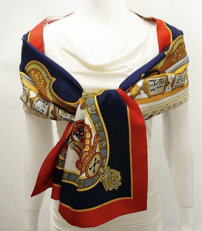 HERMES Carre 90 Scarf IN SALZBURG Red Silk 100% Loic Dubigeon New In Box NIB 35″