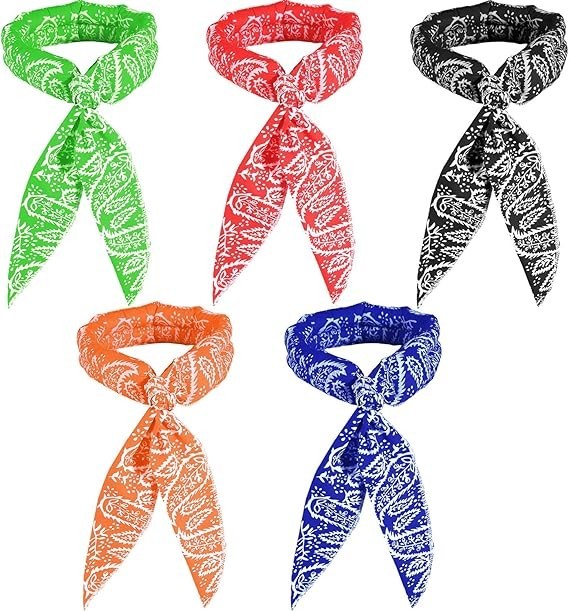 5 Pieces Cooling Neck Wraps, Ice Scarf Water Soaking Wraps for Neck Bandana Head