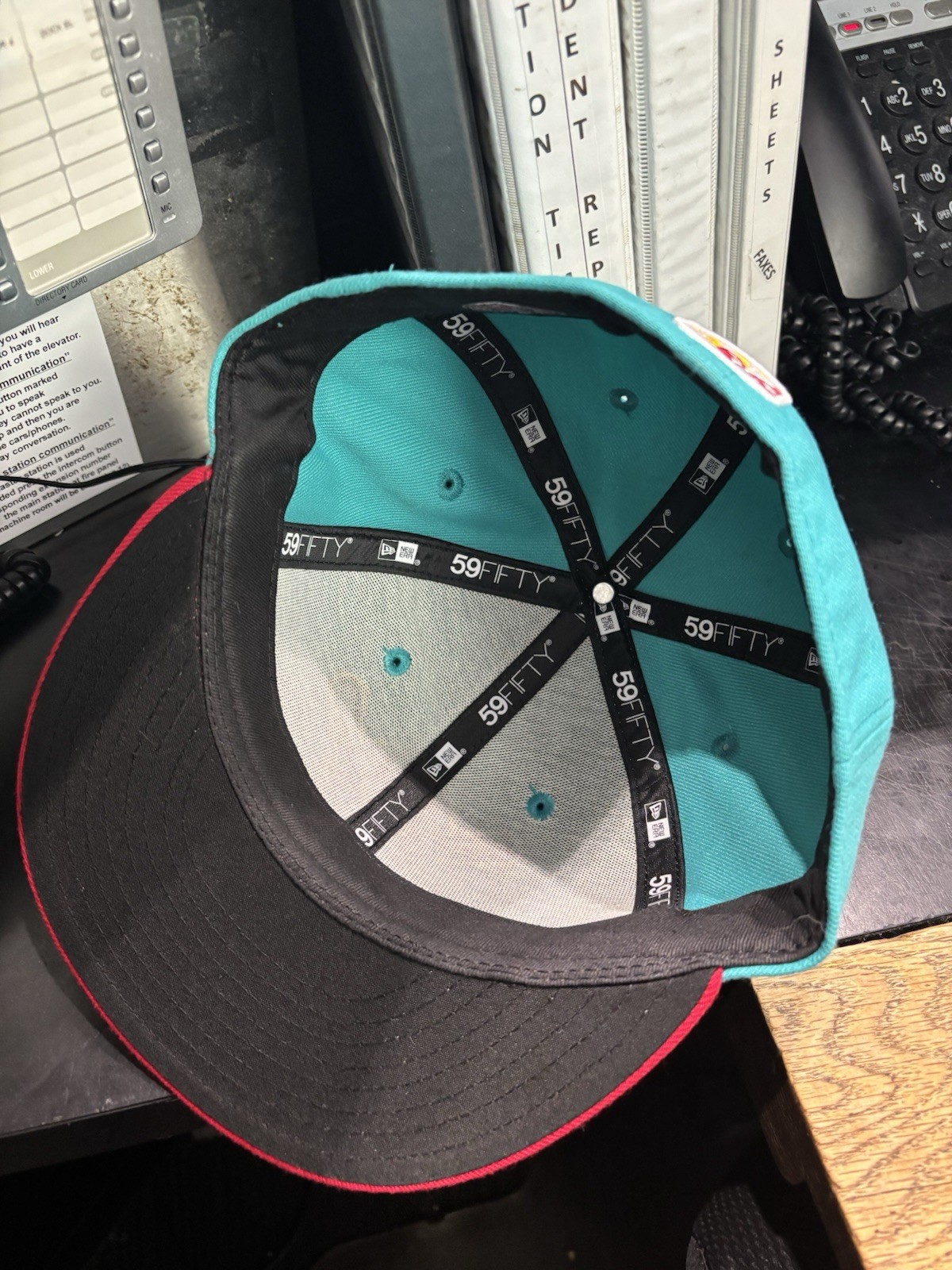MILB New Era Teal/Red Fitted Baseball Cap Hat, Skull Graphic, Men’s Size 7