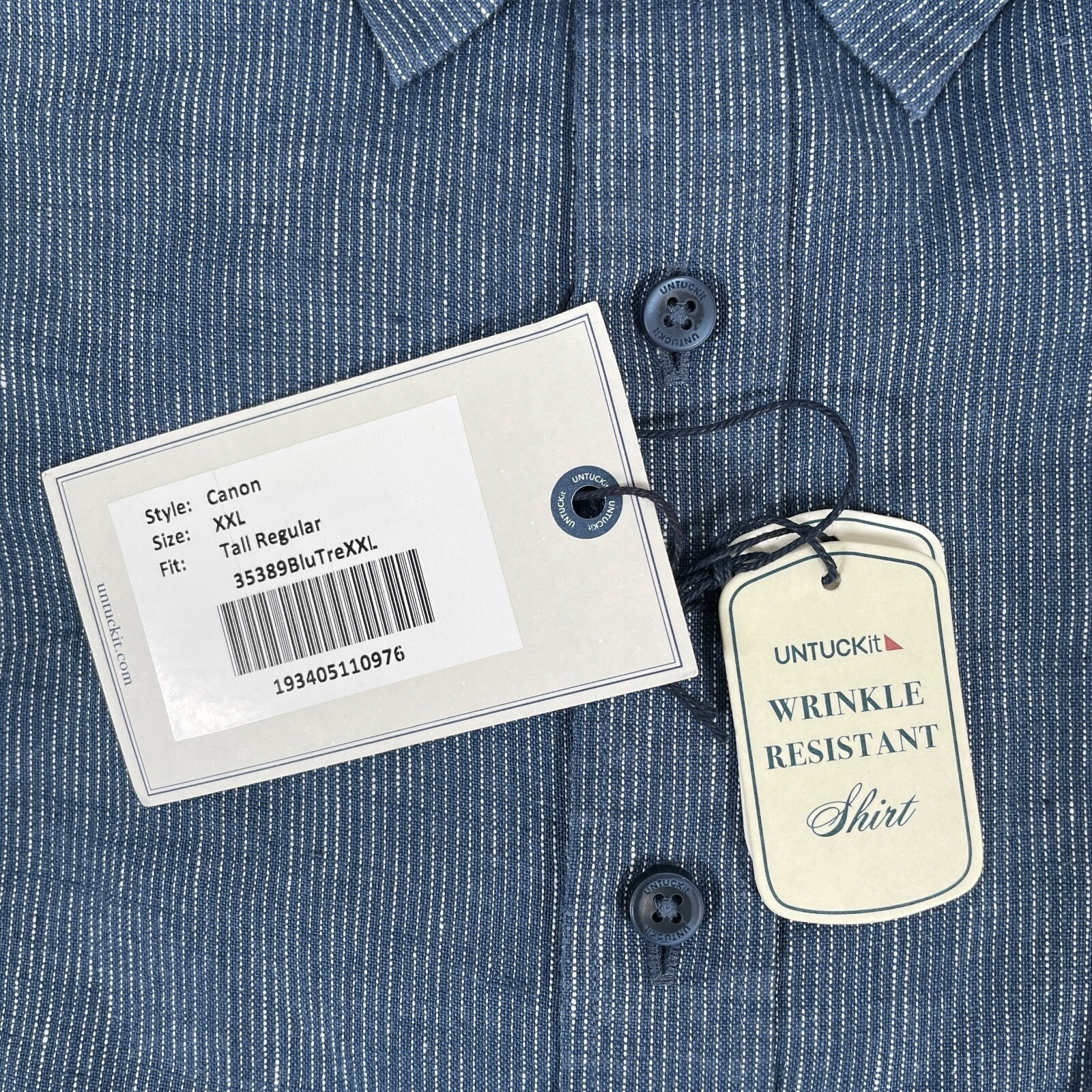 UNTUCKit Canon 100% Linen Button Up Shirt Mens 2XLT Reg Blue Short Sleeve NEW