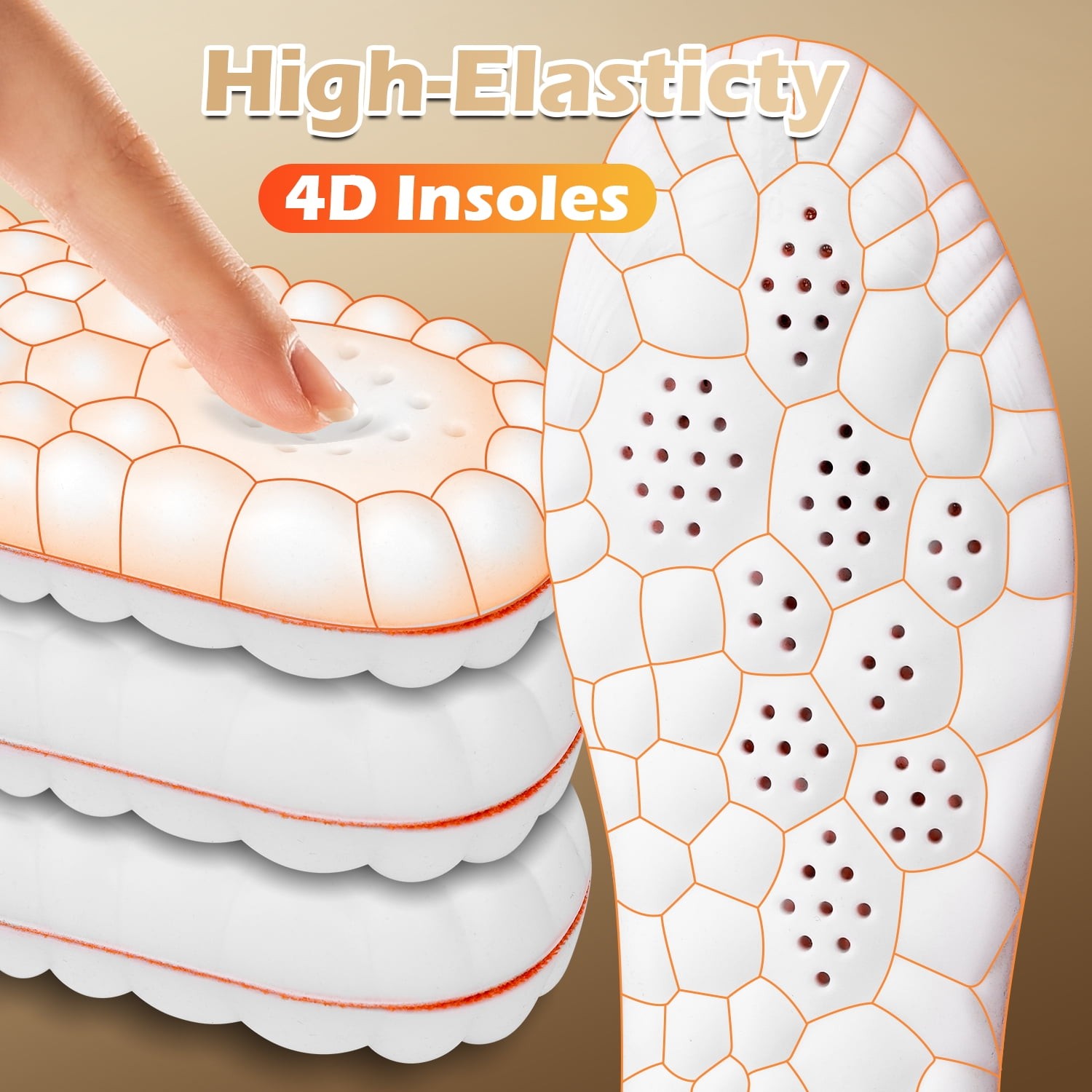 NEW! 4D Memory Foam Insoles – Orthotic Support For Men & Women, Ideal For Sports