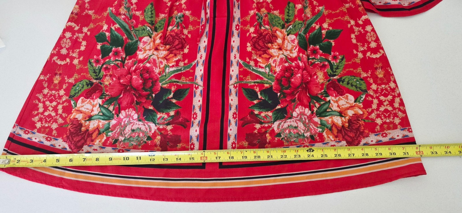 FLYING TOMATO Plus Size Red V-Neck Boho-Inspired Floral Print Midi Dress Sz 3X