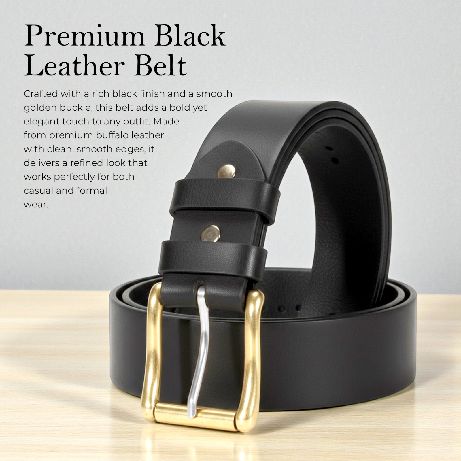 Men Full Grain Buffalo Leather Belt USA Amish Made Heavy Duty Replaceable Buckle