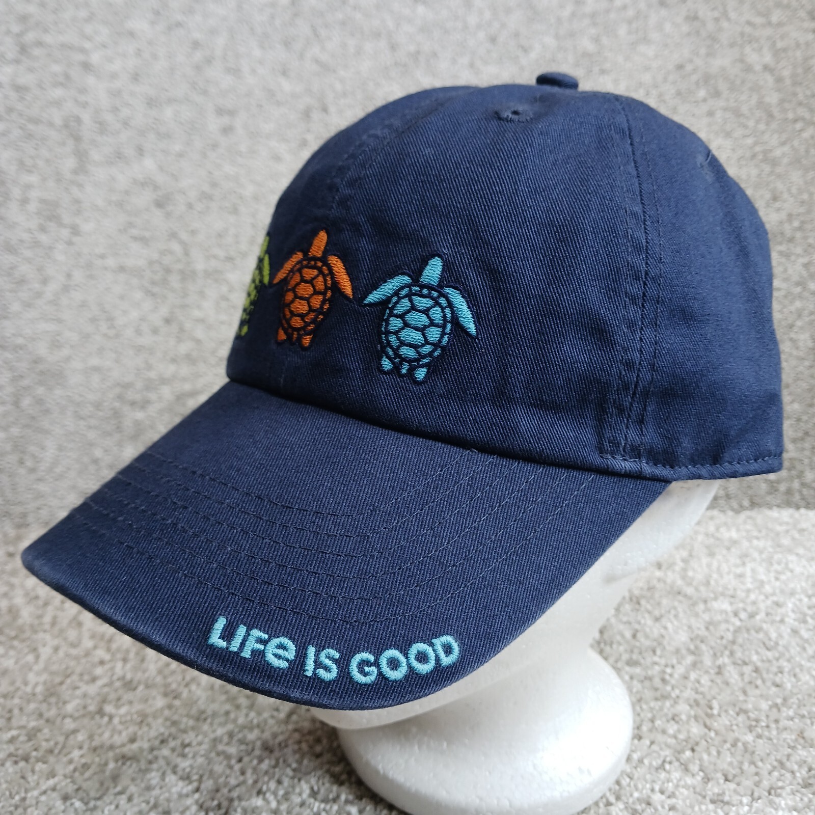 Life Is Good Hat Adult One Size Adjustable Blue Turtles Beach Summer Relax New