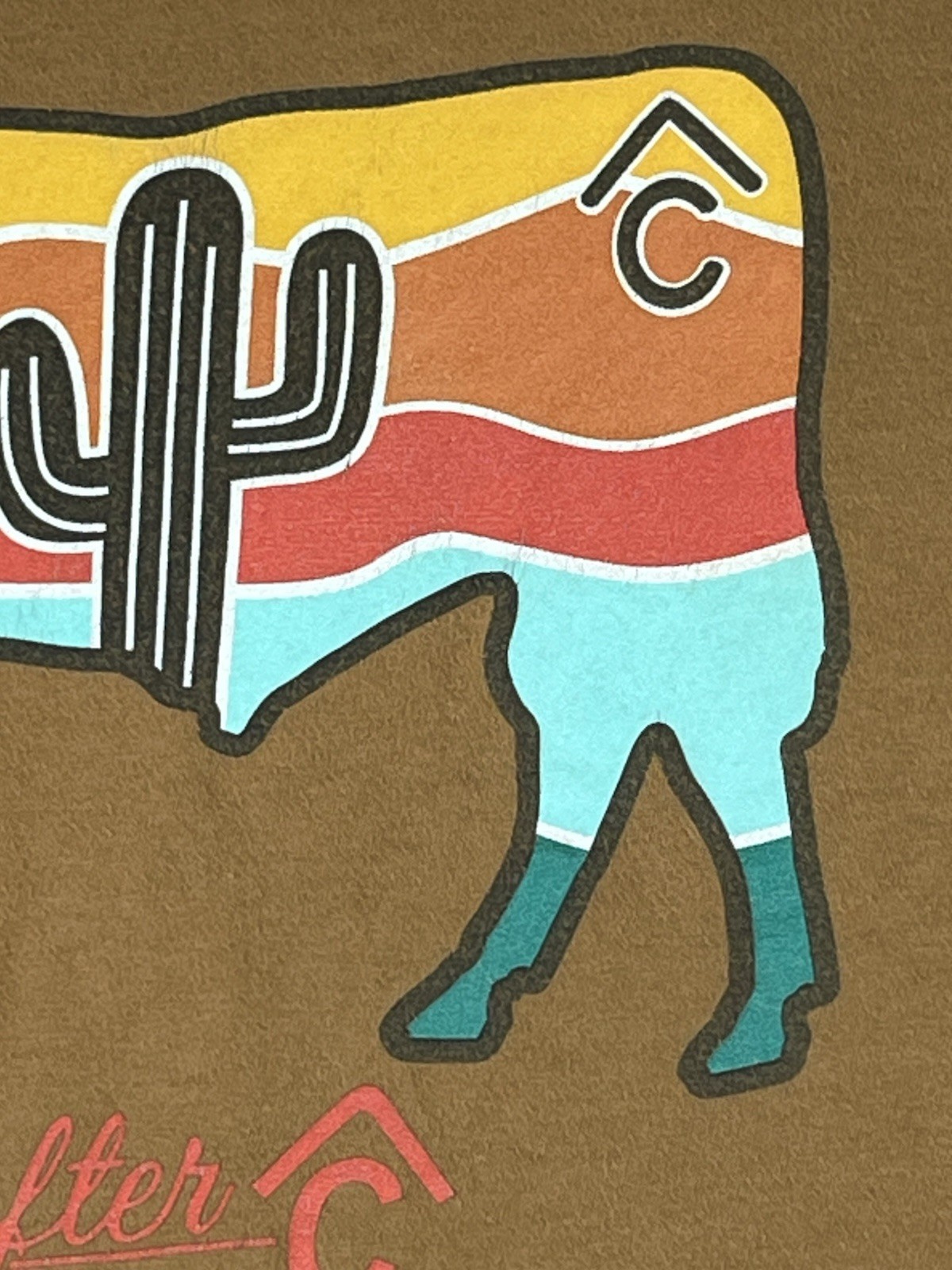 American Apparel Southwest Desert Print Khaki Crew Neck Short Sleeve Tee Small