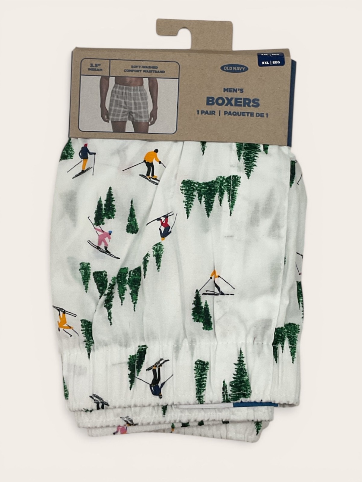 Old Navy Men’s Printed Boxer Shorts 3.75” Ins Christmas Skiing Size S M L XL XXL