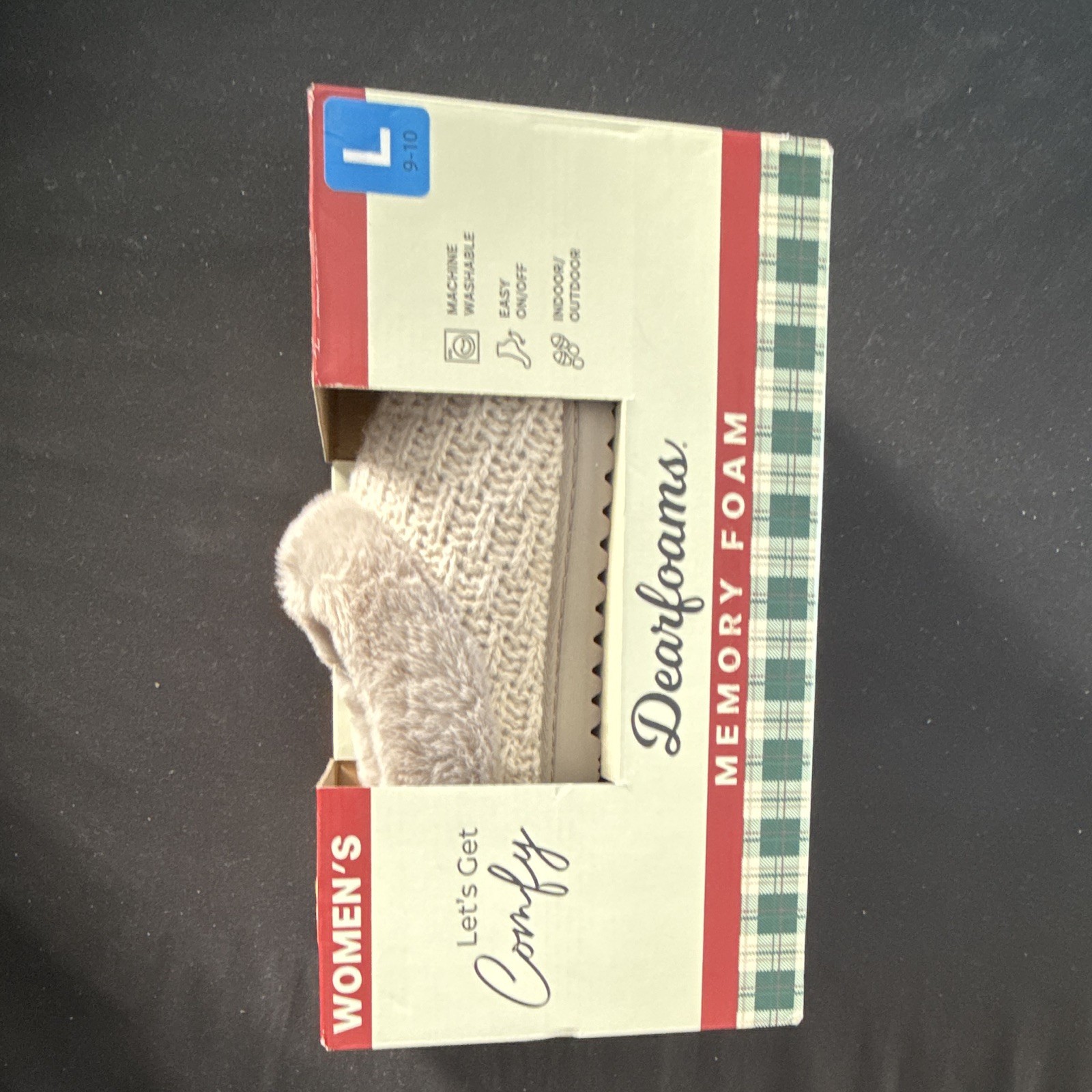 Dearfoams Memory Foam Machine Washable Knit Slip-On Slippers Oatmeal 9-10