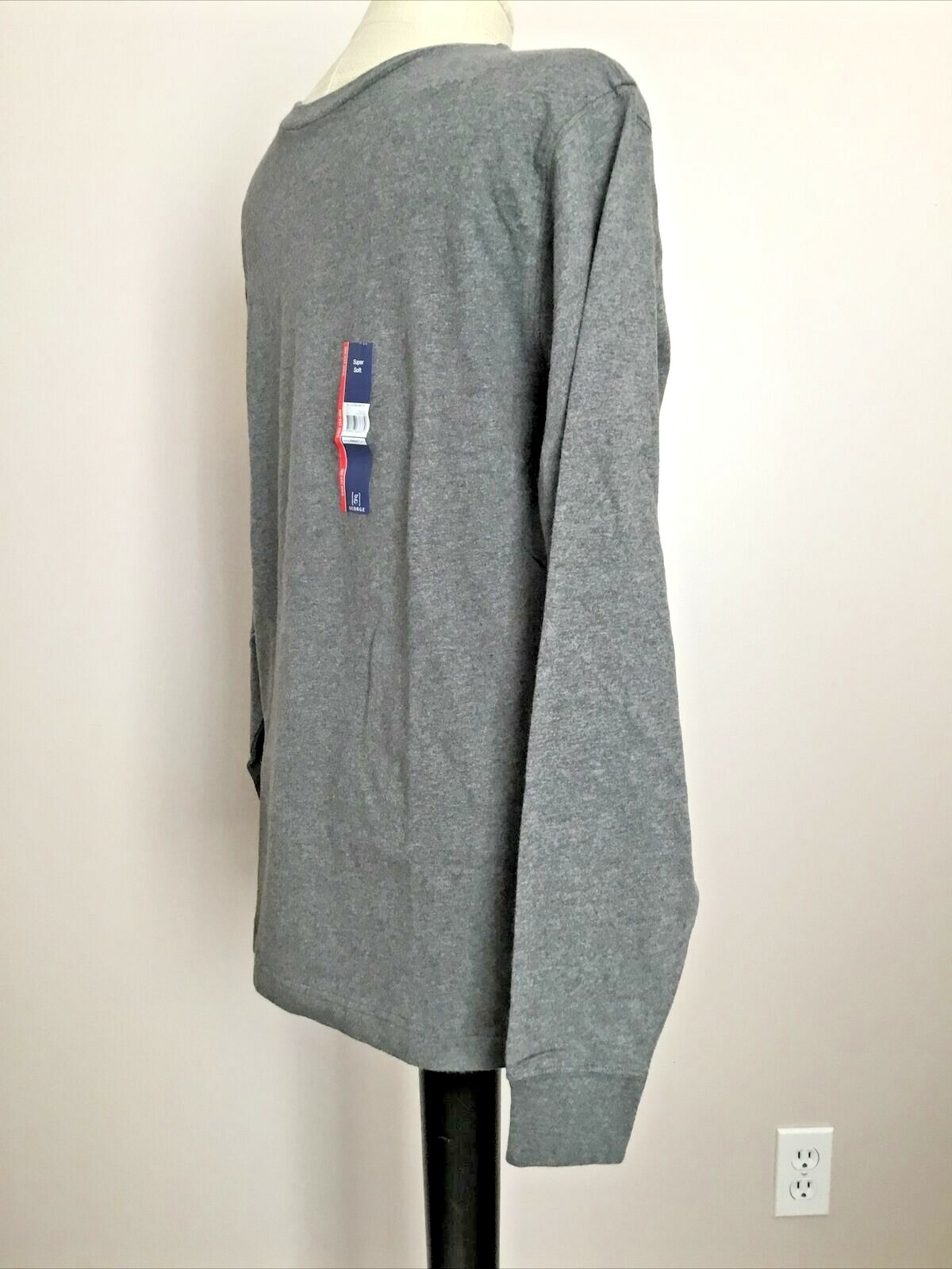 GEORGE SUPER SOFT GRAY LONG SLEEVE CREW NECK TEE SHIRT Sz S