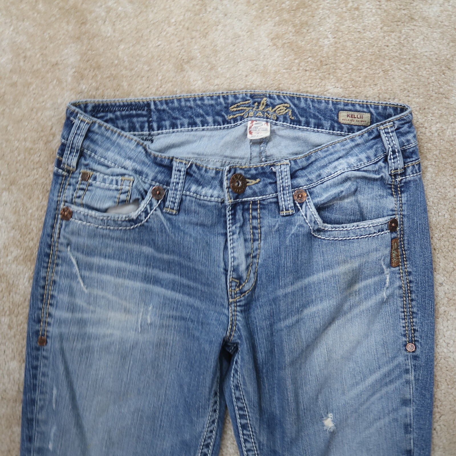 Silver Kelli Relaxed Skinny Jeans Women’s 29×31 Blue Stretch Denim