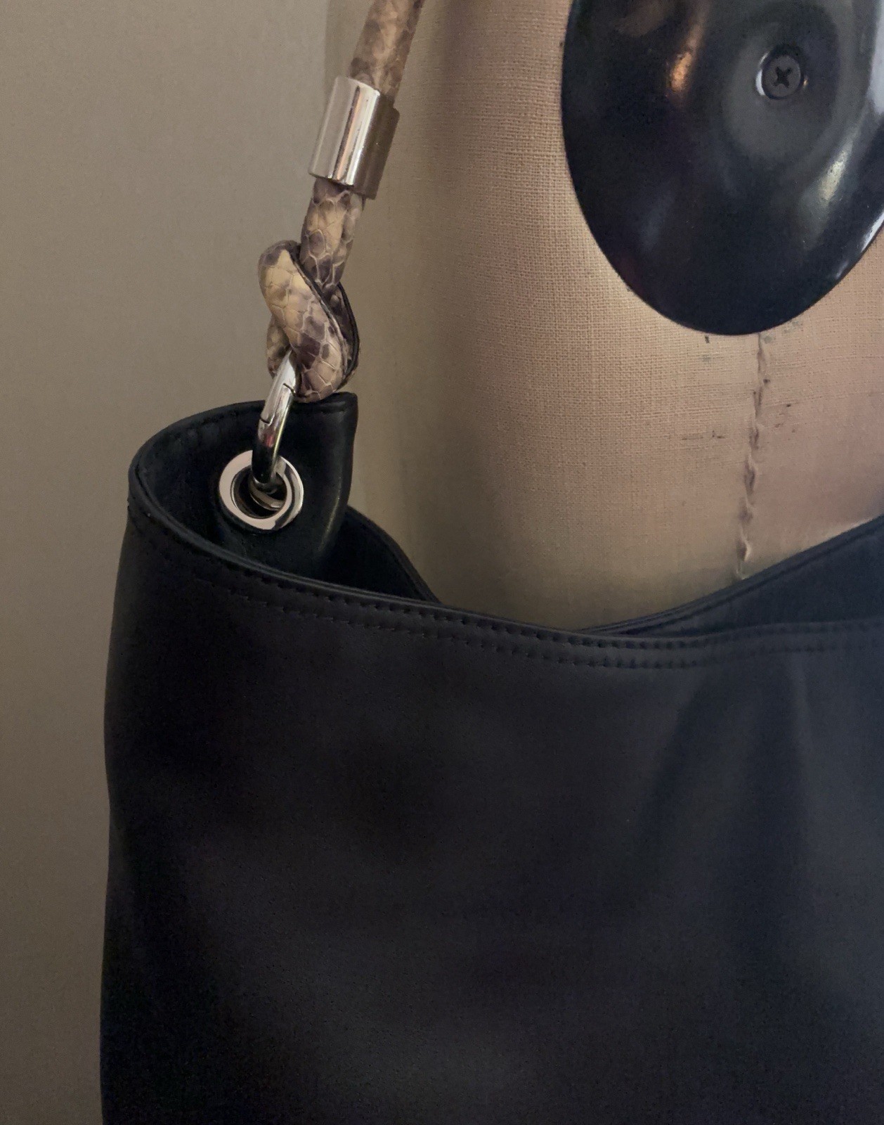 Michael Kors Black Shoulder Bag Silver Hardware Zip Closure
