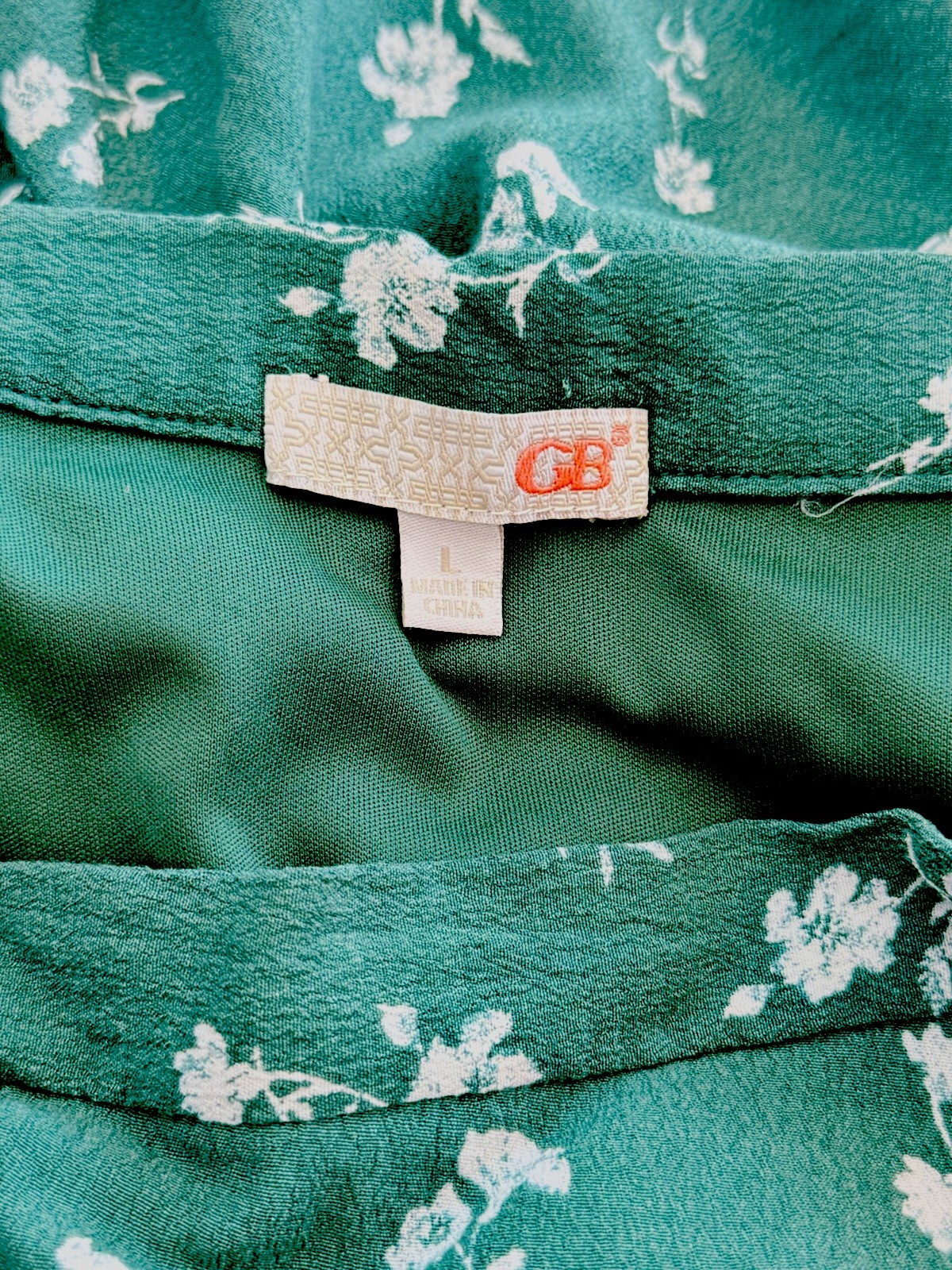 GB Women’s Green & White Floral Wrap Short Skirt Lined Ruffle Hem Size L