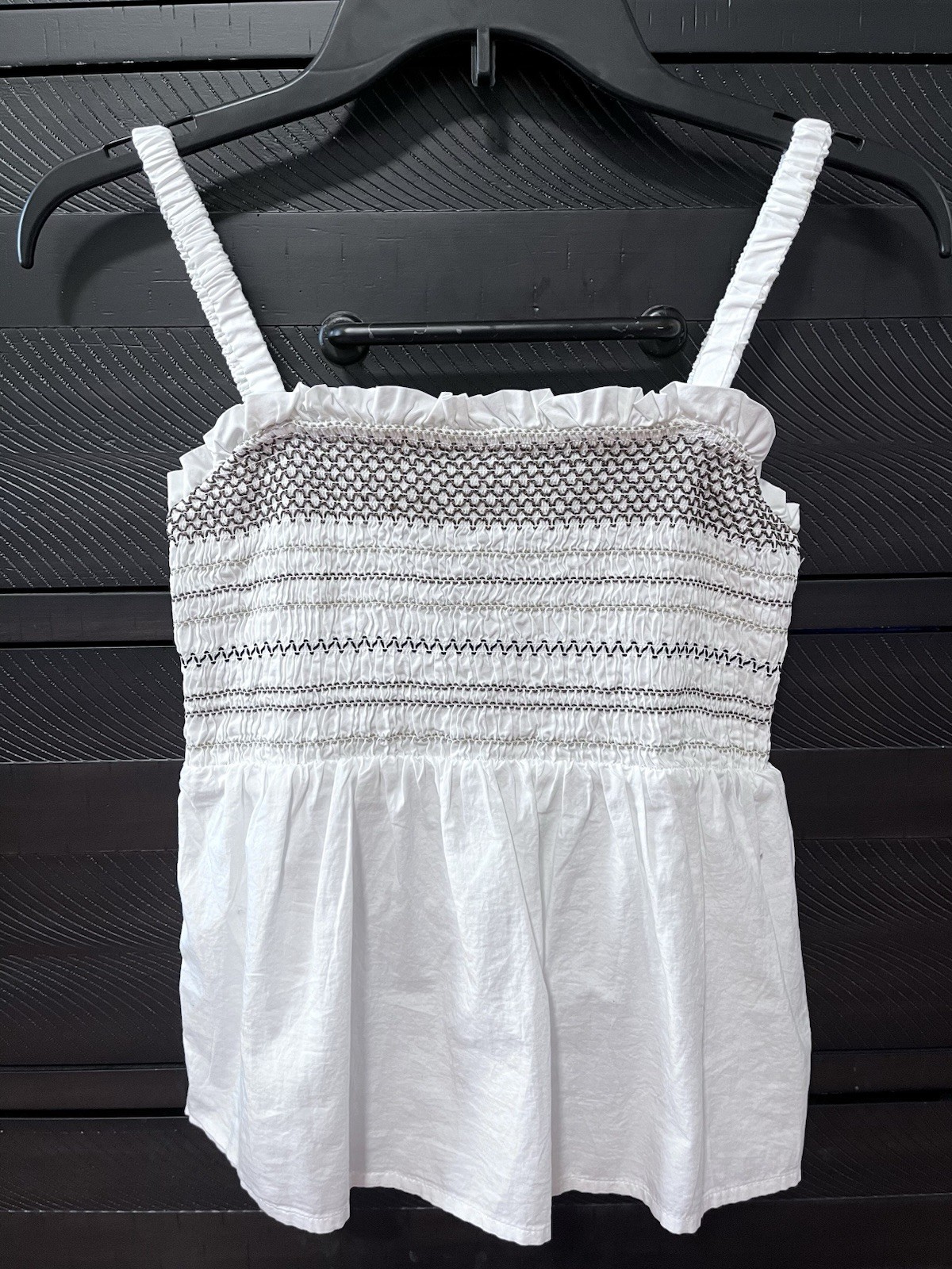 BRAND NEW Old Navy White Tank Top With Brown Embroidered Elastic Bodice