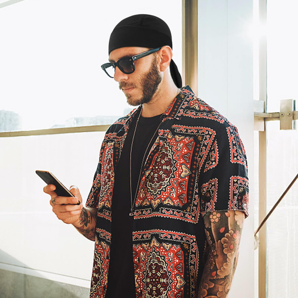 Cooling Durag Du-rag Wave Cap Hat Doo Rag Biker Bandana Head Wrap Skull Cap