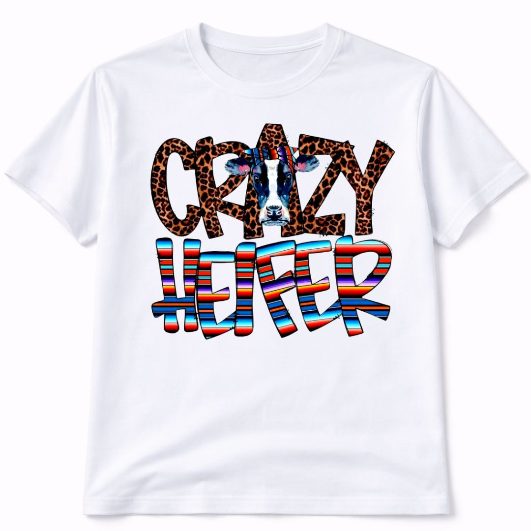 Crazy Heifer Western Graphic T Shirt Trendy Boutique Style Tee Womens Gift White