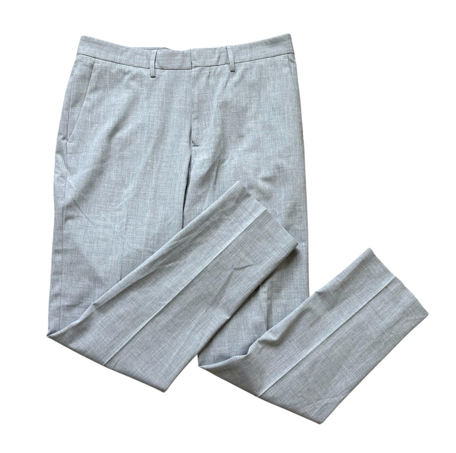 J.M. Haggar Dress Pants Mens 34×32 Gray Slim Fit Flat Front Tapered Stretch