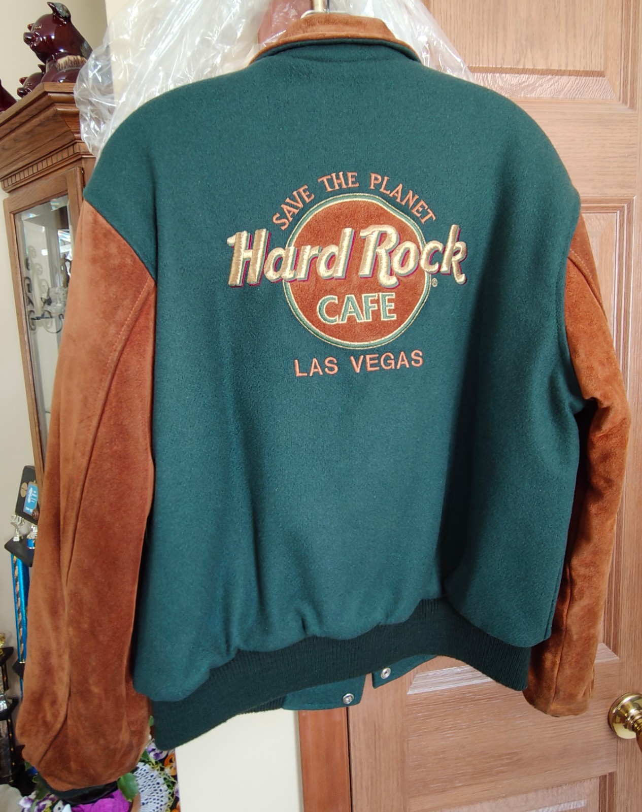 HARD ROCK CAFE VARSITY BOMBER JACKET SUEDE AND WOOL