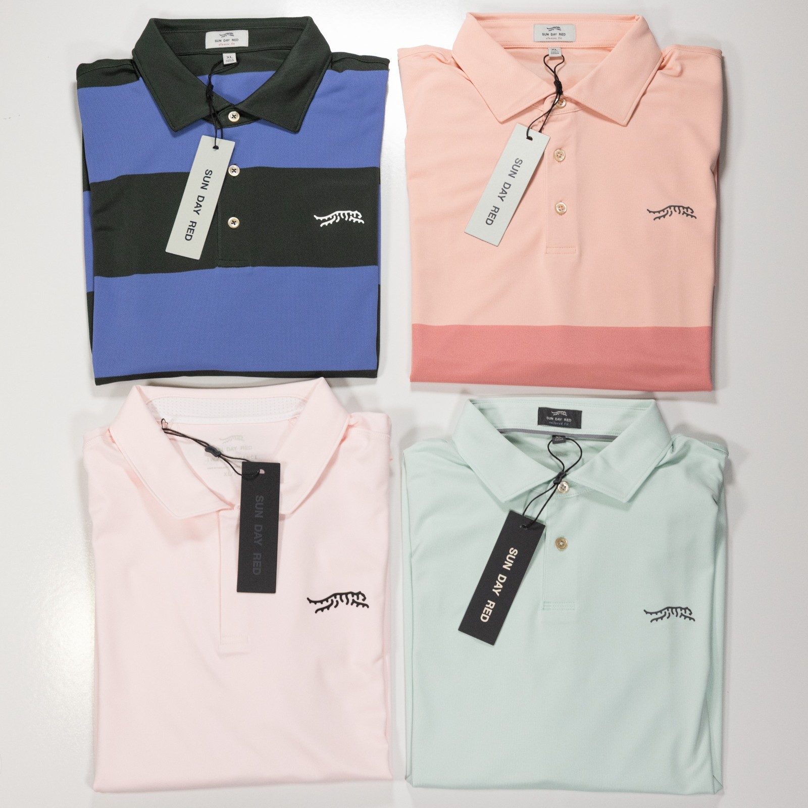 Sun Day Red XL NWT 4 Pack Polo Bundle Blue Green Pink Golf Shirts