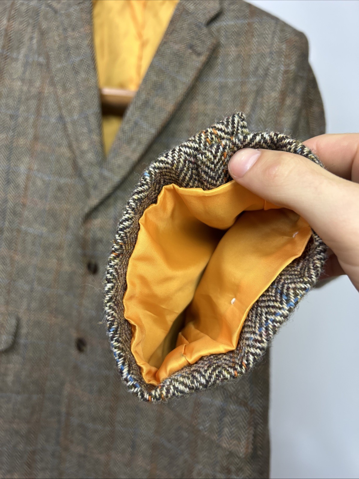Harris Tweed (48R) TWEED Blazer Sport Jacket Windowpane Check Herringbone