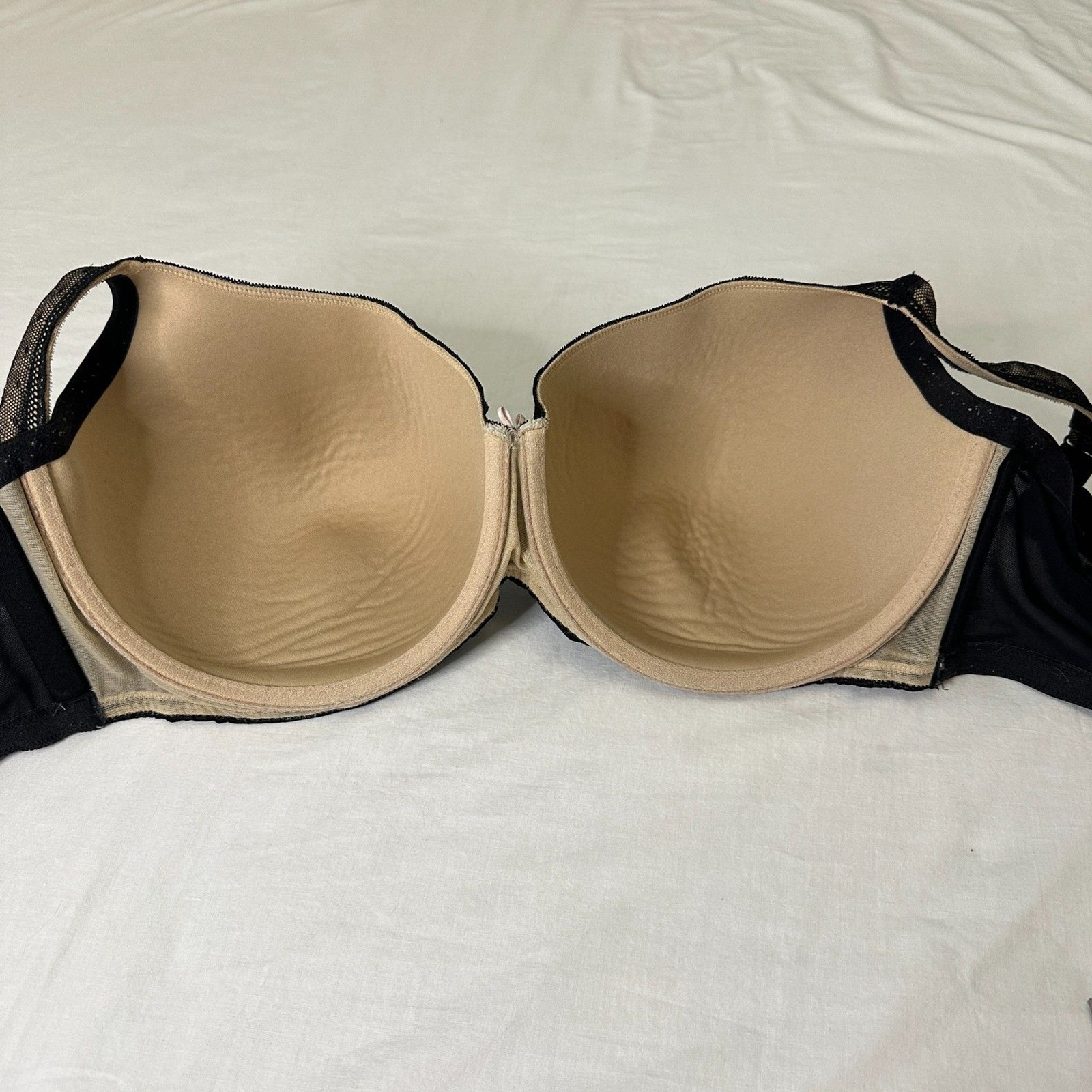 Cacique 40H Modern Lace Covered Full Balconette Bra Black Nude Underwire Plus