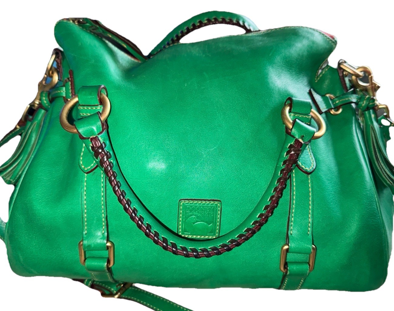 Dooney and Bourke Large Leather Florentine Bag Kelly Green 15”x12”x7”