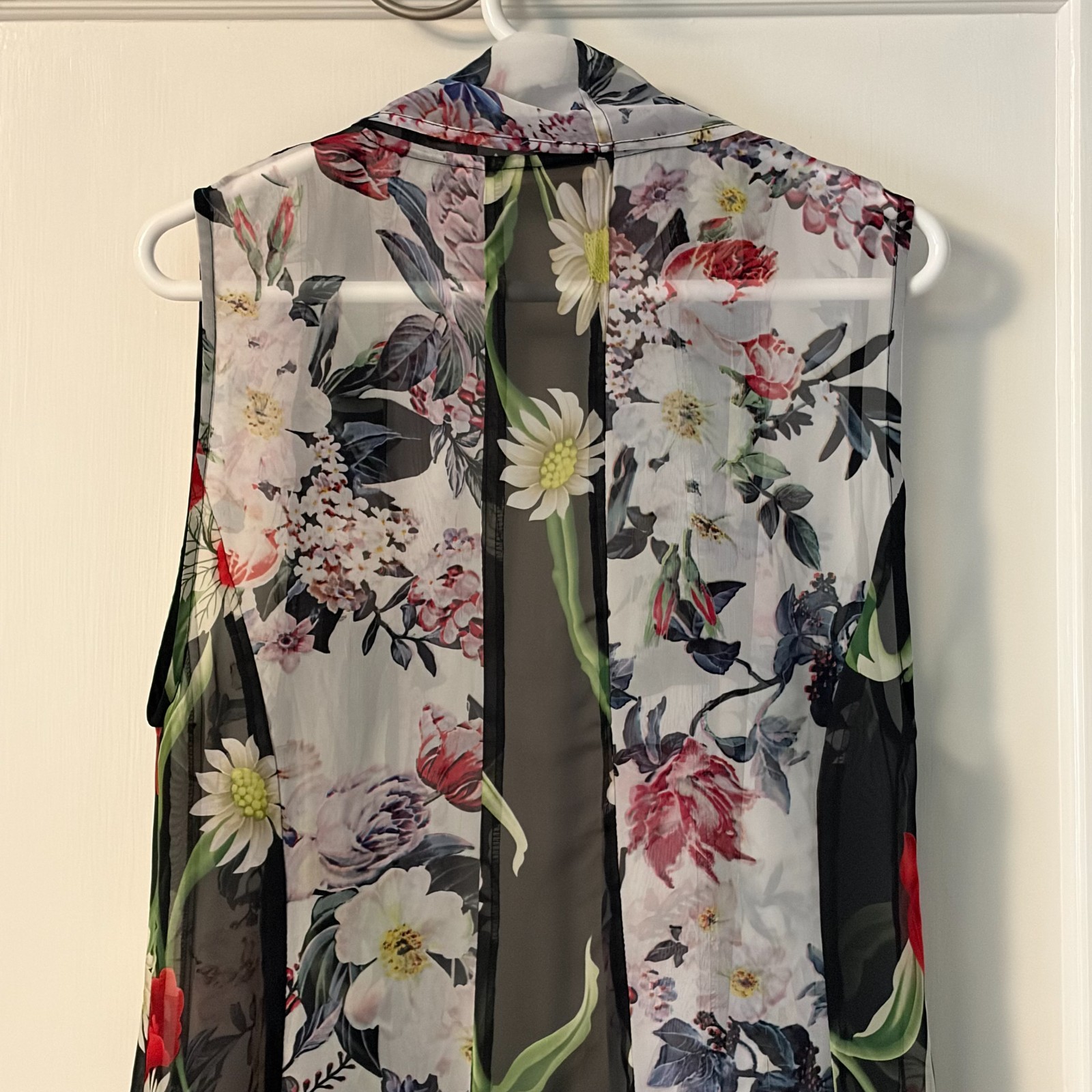 Soft Surroundings sheer floral patchwork open front kimono size L / XL bohemian