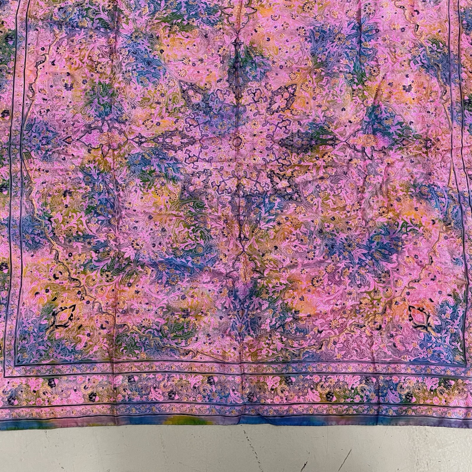 VTG 90s Tie-Dye Psychedelic 42” X 42” Silk Scarf Hippie Floral Grateful Dead