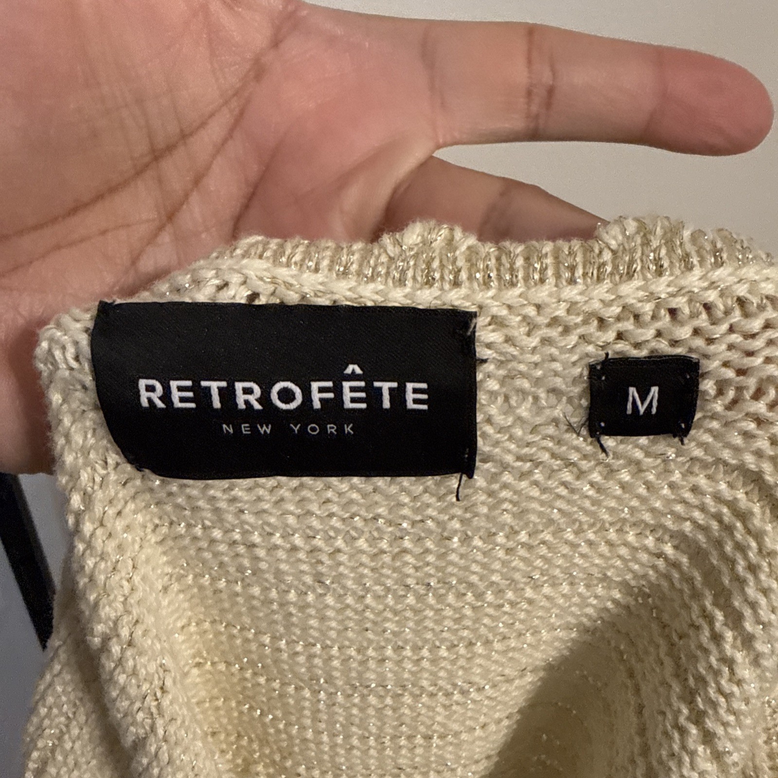 $498 Retrofete Avril Knit Metallic Cutout Crochet Spaghetti Strap Dress – MED