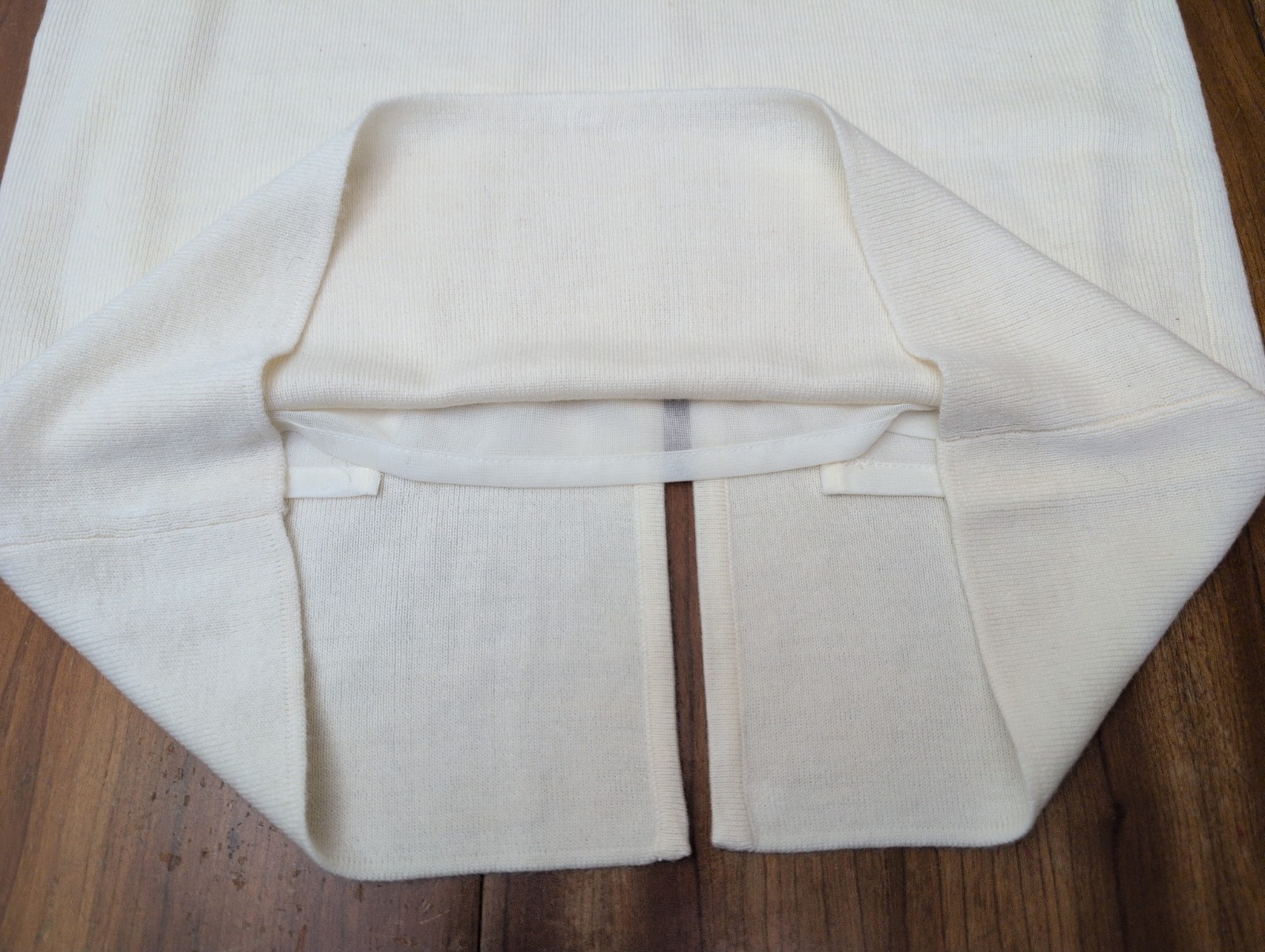 Vintage Meredith Vanilla Long Ribbed Knit Straight Skirt S Lambswool Lined Slit