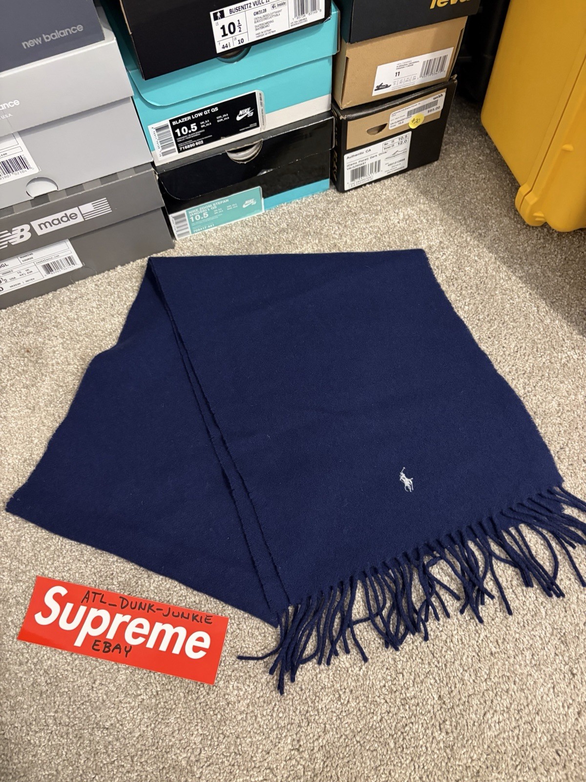 Polo Ralph Lauren Navy Blue Wool Scarf