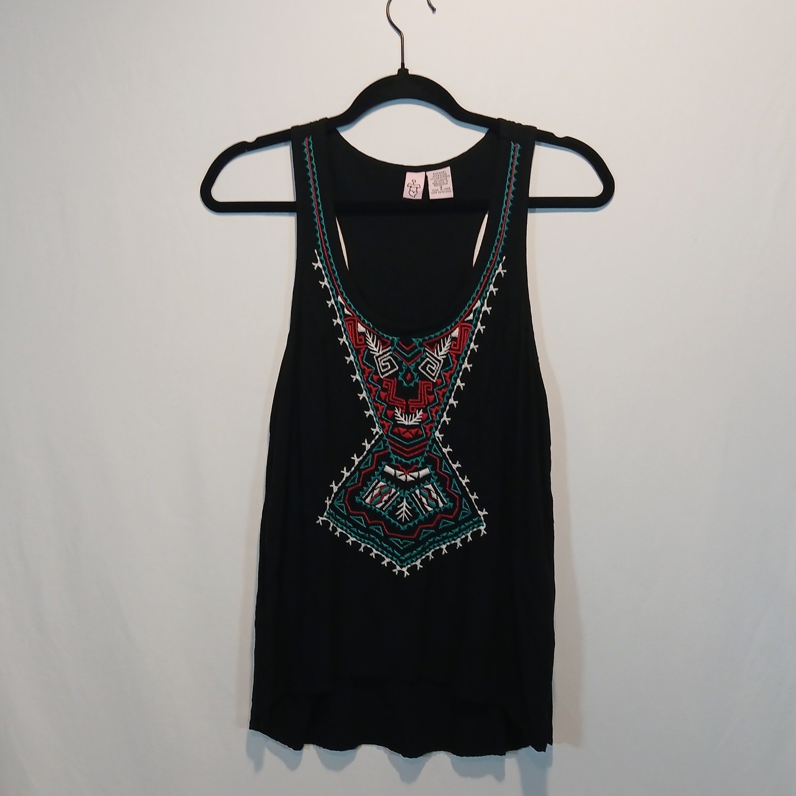 Love on a Hanger sz S embroidered tank boho hippie goth indie sleaze 2010s y2k