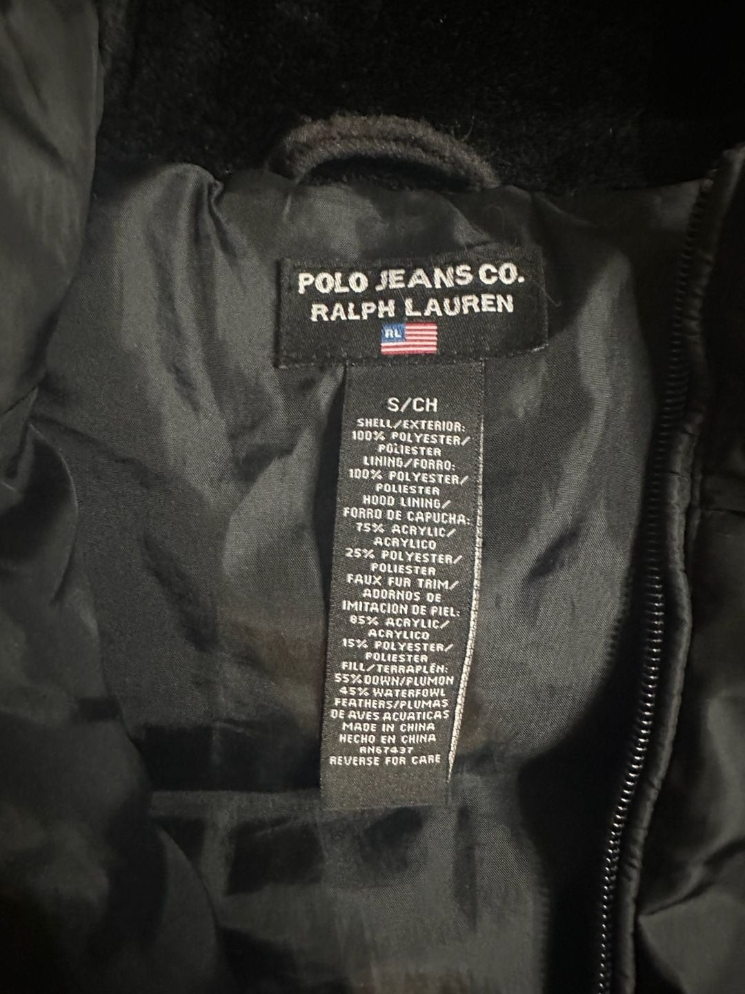 Polo Jeans Co. Ralph Lauren Black Hooded Down Puffer Jacket
