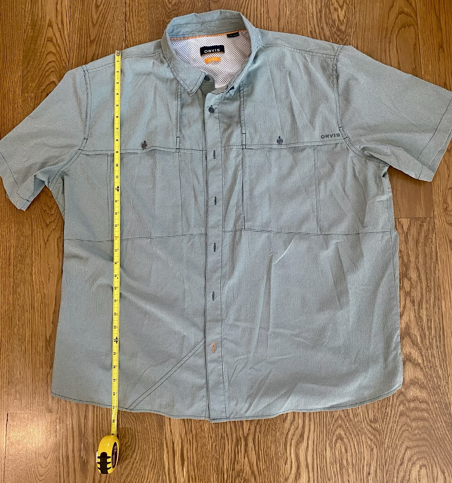 Orvis Shirt Men XXL GREEN Button Down Short Sleeve Fishing Hiking Tech