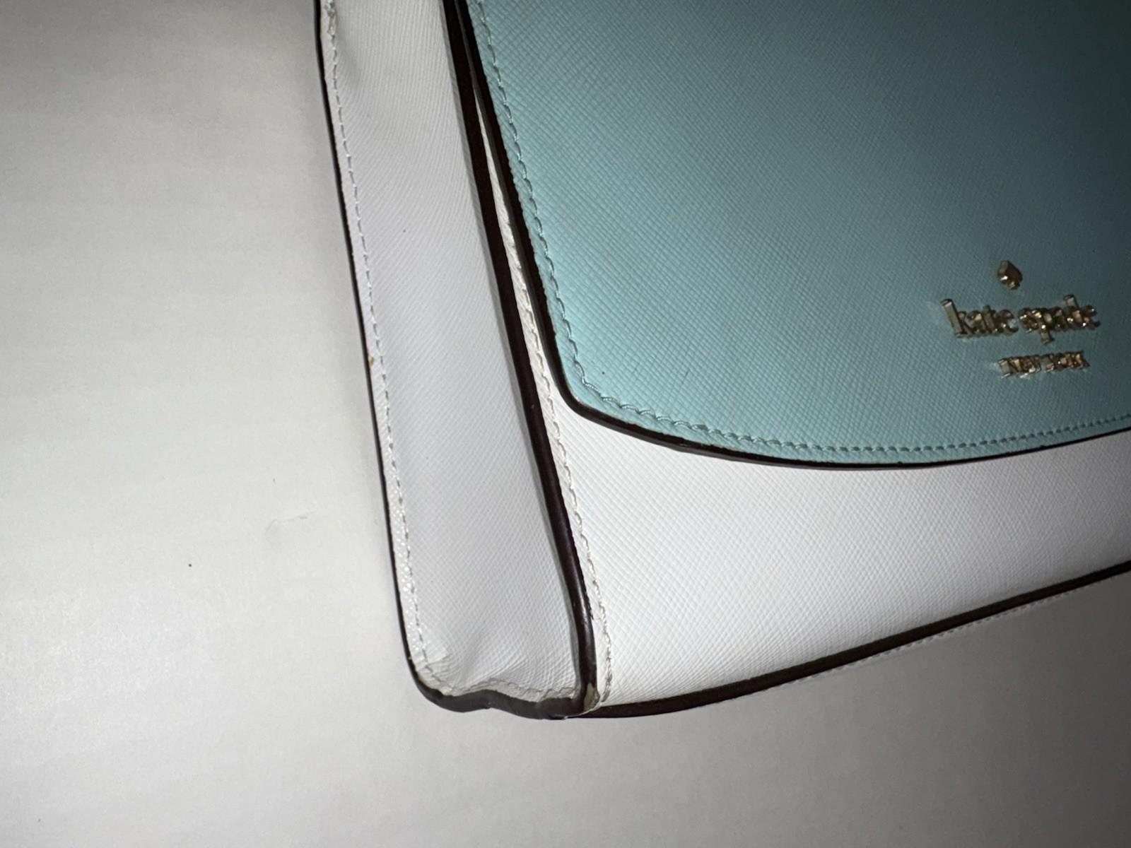 Kate Spade Carson Colorblock Convertible Crossbody Bag Aqua White Chain Purse