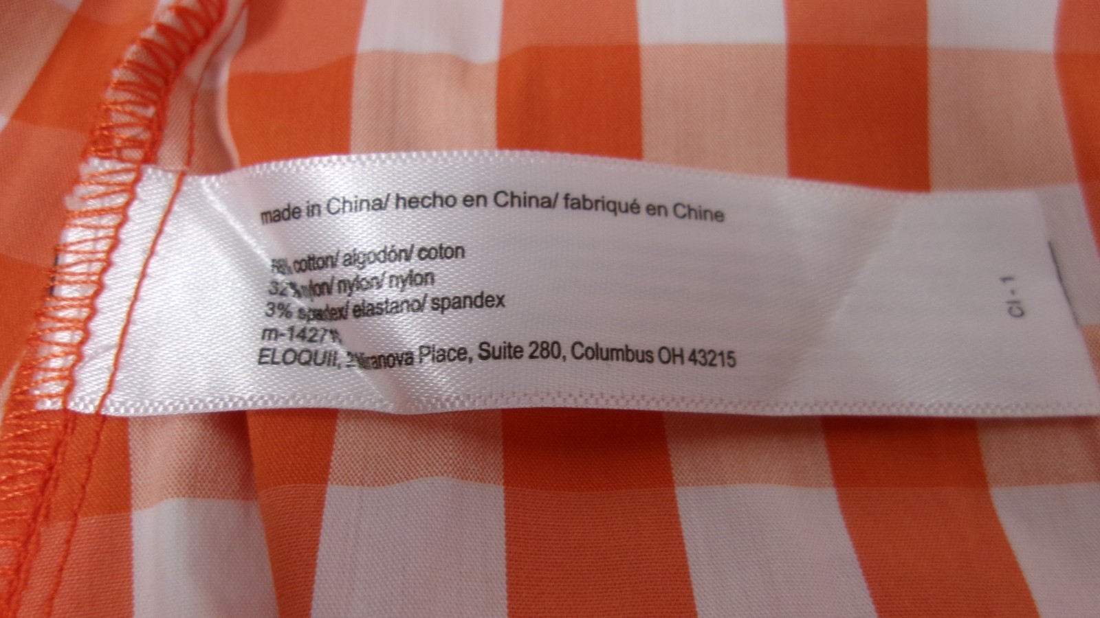 Eloquii Orange White Gingham Ruffle Skirt Size 16