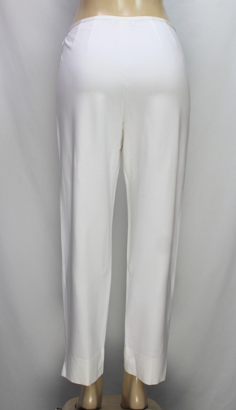 Leggiadro Ankle Pants Side Zip Closure Straight Leg Stretch Off White Size 12