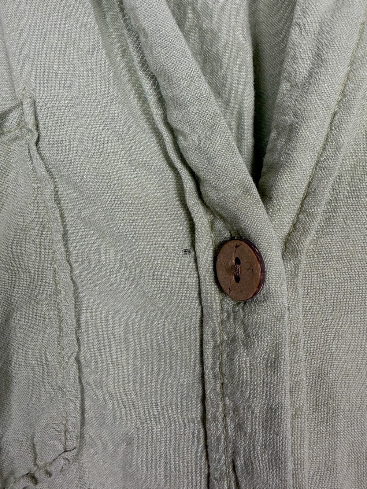 Zara Linen Blend Crop Shirt Women’s XS Sage Green Cottagecore Summer Top
