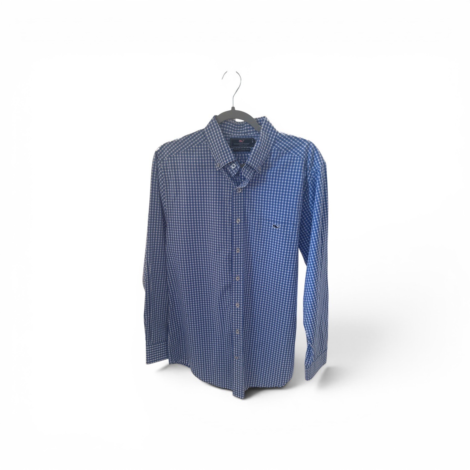 VINEYARD VINES Blue Gingham Button-Down Slim Fit Tucker Shirt (Size M) B1-0022D