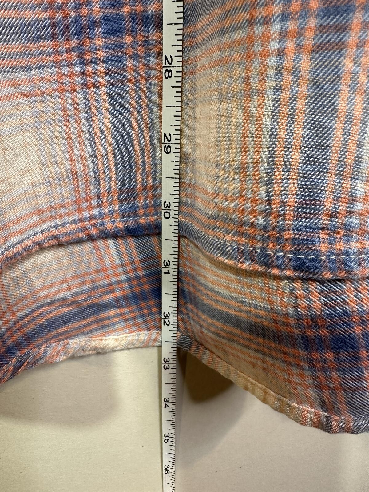 American Eagle Plaid Button Front Shirt Womens L Pink Blue High Low Roll Tab